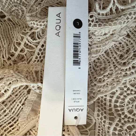 AQUA NWT Lace Tiered Mini Dress Size L Canvas Cottagecore Prairie Victorian Boho - Picture 15 of 16